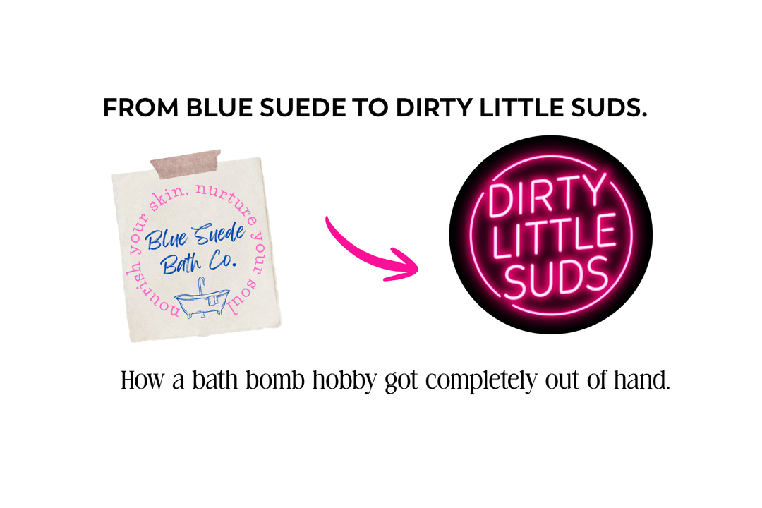 From Blue Suede to Dirty Little Suds Blog Image with Old and New Logo