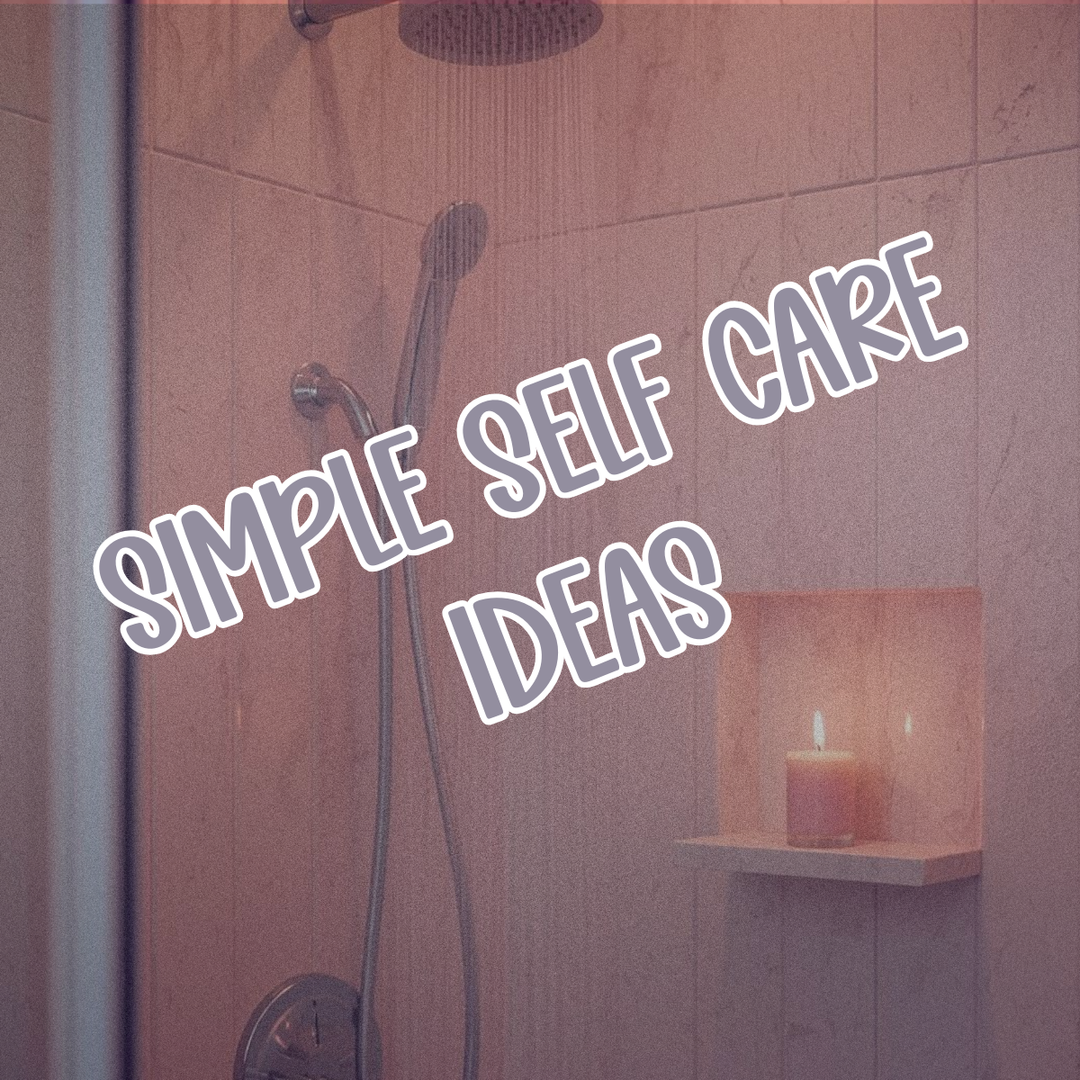 cozy shower self care scene with warm lighting, running water, and candle on shelf simple self care ideas blog image