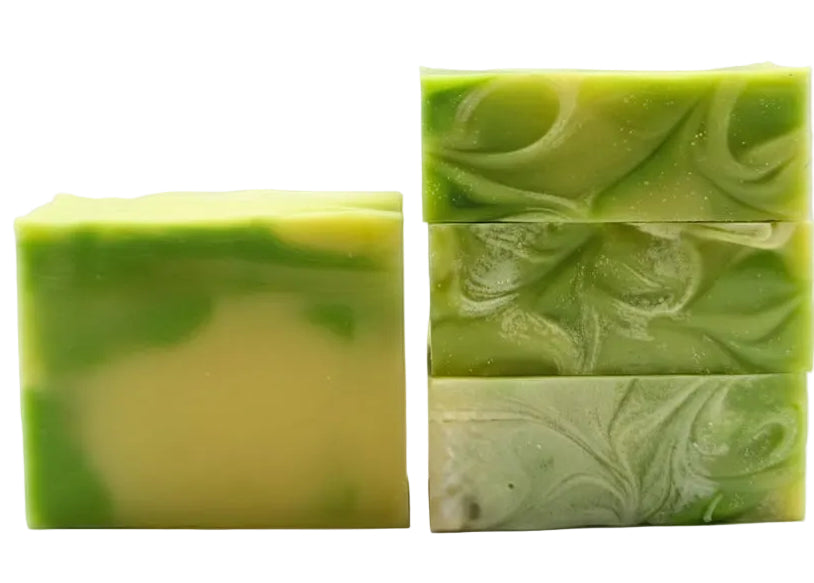 Handmade yellow and green cold processed soap scented in refreshing lemon and lime by Dirty Little Suds